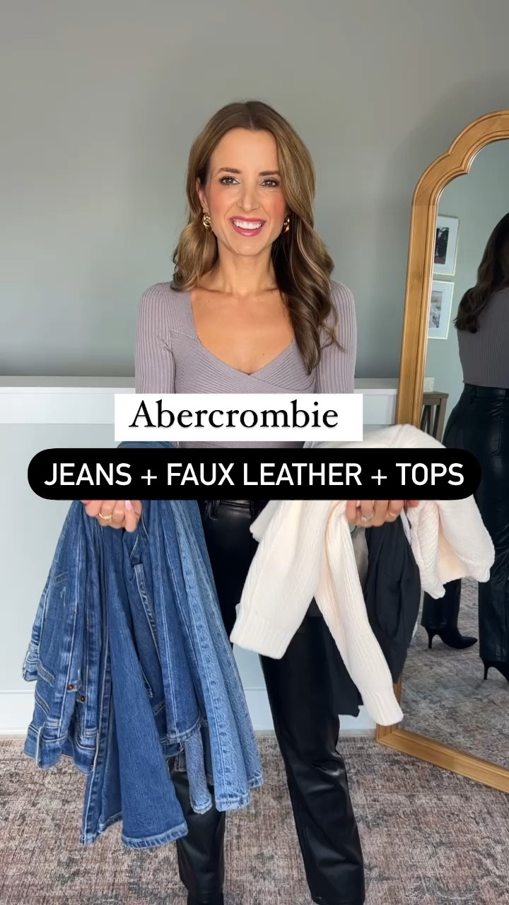 Fall outfits. Abercrombie faux leather 90s straight (24 short). Abercrombie curve love ultra high rise ankle straight jeans (23 short). Abercrombie 90s straight jeans (24 short). Abercrombie ultra high rise flare jeans (24 short). Abercrombie curve love high rise 90s relaxed   jeans (23s). Abercrombie tuckable mockneck top (XXS). Abercrombie chenille crew sweater (XXS). Abercrombie long sleeve seamless cropped tee (XXS). Nike court legacy lift platforms (size down half a size). Target neutral booties (TTS).

#LTKSeasonal #LTKHoliday #LTKshoecrush