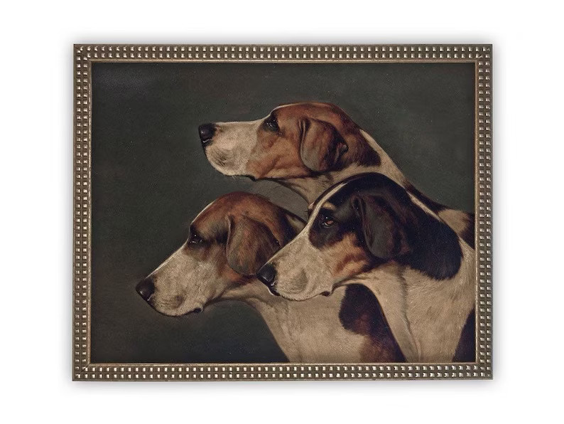 Vintage Framed Canvas Art  // Framed Vintage Print // Vintage Painting // Moody Dog Art// Farmhou... | Etsy (US)