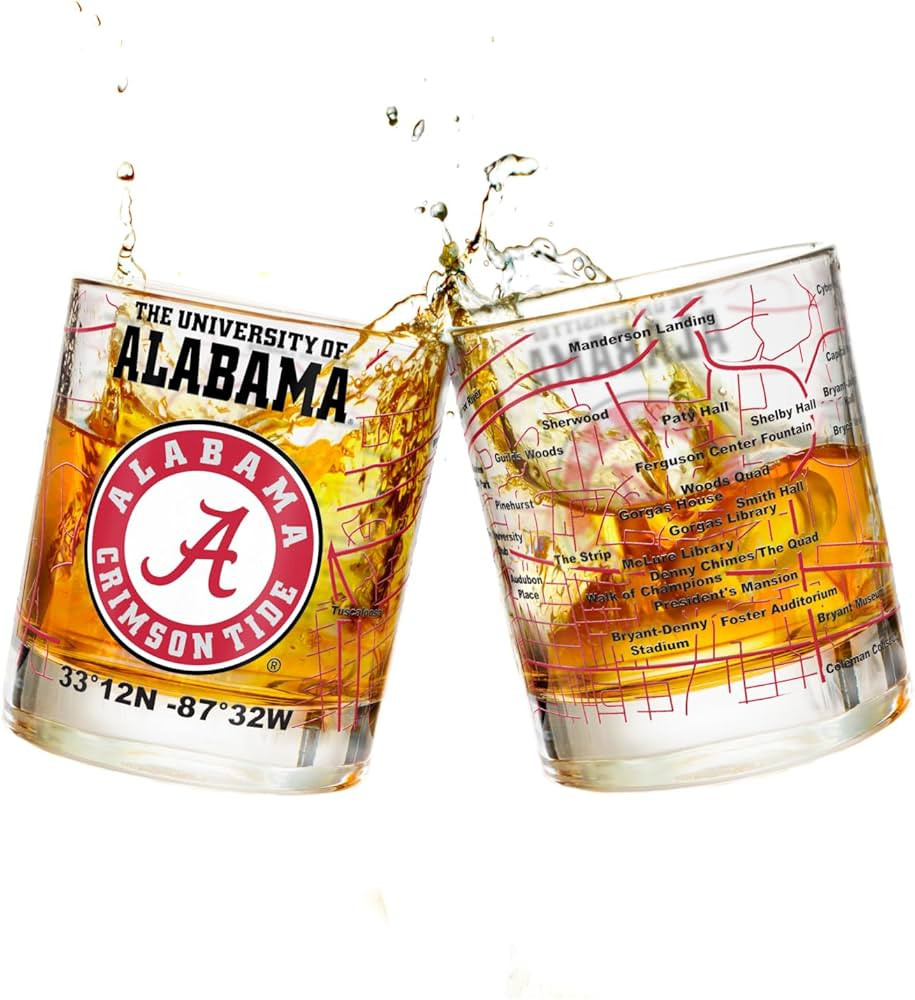 The University Of Alabama Whiskey Glass Set (2 Low Ball Glasses) - Contains Full Color Alabama Lo... | Amazon (US)