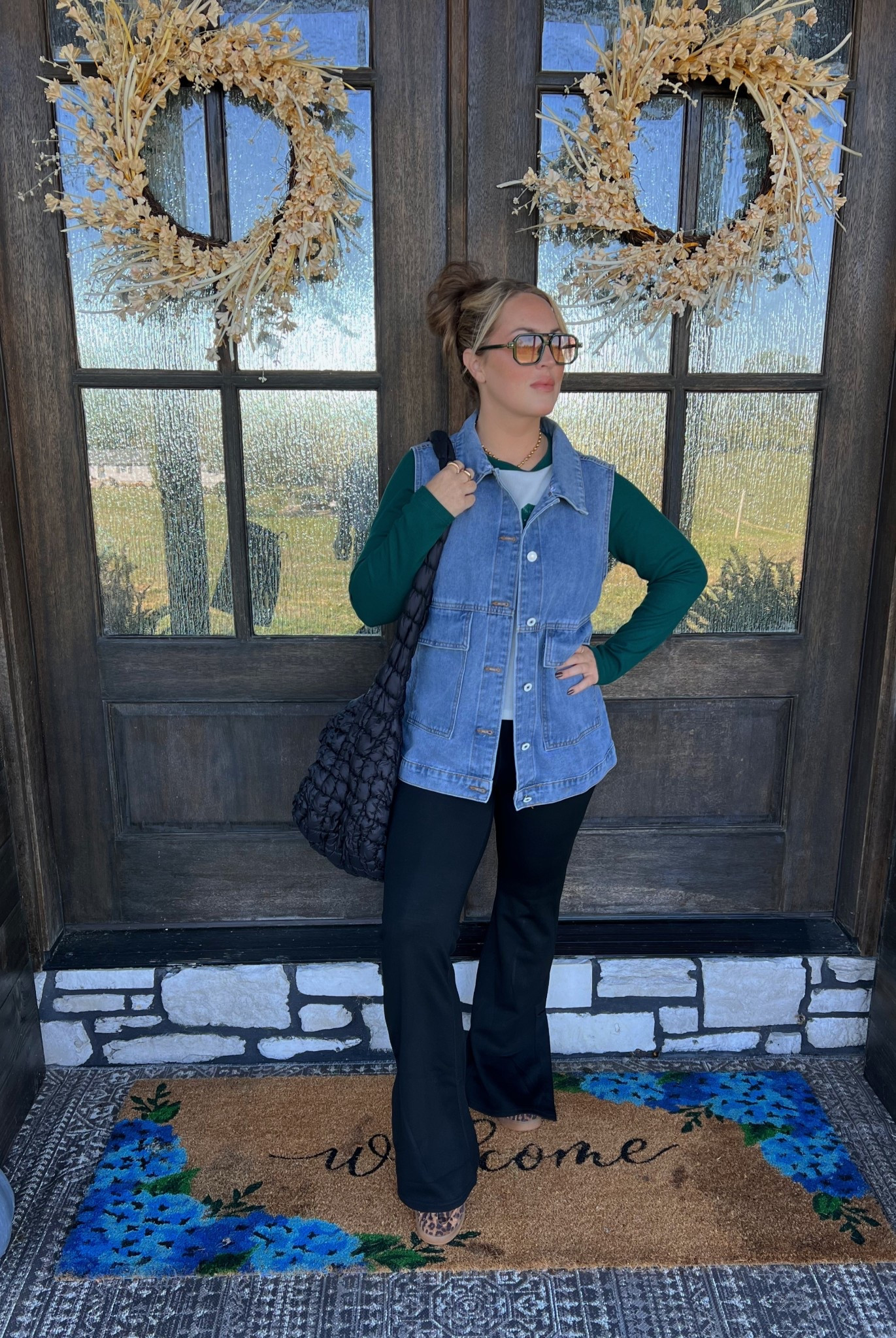 Effortless fall outfit from Walmart 🍂 Denim vest + flared black pants + leopard sneakers = comfy + cute. Perfect for everyday wear, errands, or a casual fall day. Walmart fashion • women’s outfit inspo • affordable fall style • trending outfit ideas

#LTKMidsize #LTKFindsUnder50 #LTKStyleTip