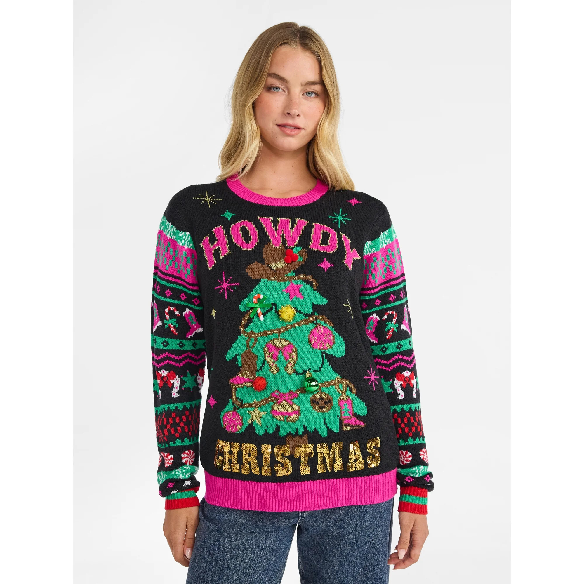 No Boundaries Christmas Sweater, Lightweight, Women's | Walmart (US)