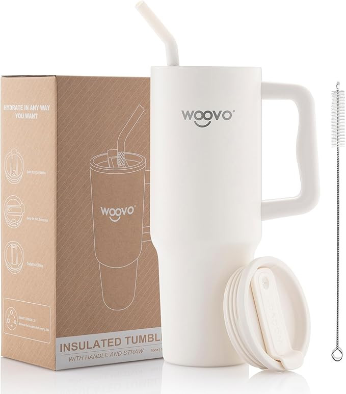 Insulated 40 oz Tumbler with lid and straw, Non-Slip 40oz Stainless Steel Tumbler with Handle, Va... | Amazon (US)