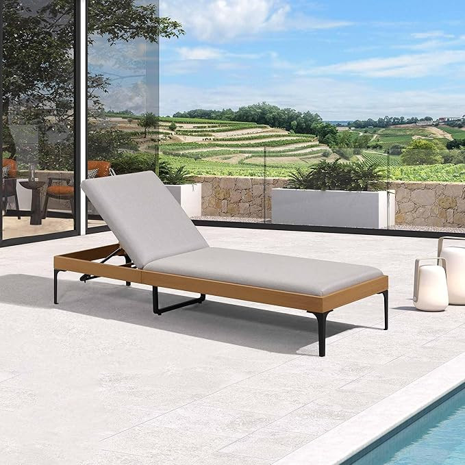 PURPLE LEAF 1 Piece Outdoor Chaise Lounge Aluminum Adjustable Patio Lounger Chair with Cushion Re... | Amazon (US)