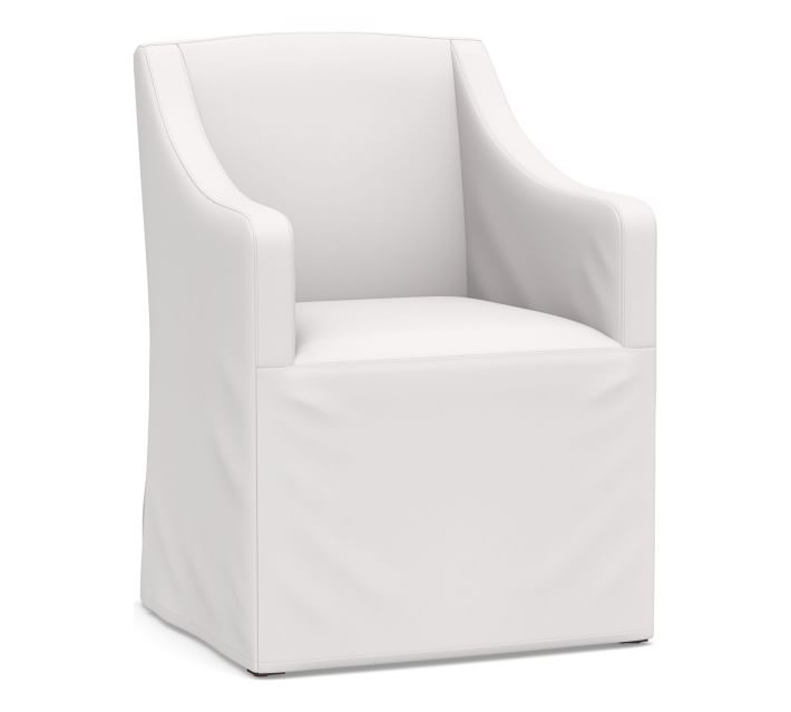 Classic Slope Armchair Long Slipcover Only, Twill White | Pottery Barn (US)