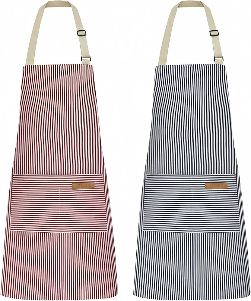NLUS 2 Pack Kitchen Cooking Aprons, Adjustable Bib Soft Chef Apron with 2 Pockets for Men Women (... | Amazon (US)