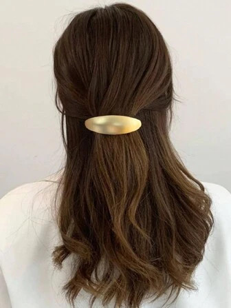 1pc Gold Women Oval Decoration Fashion French Clips Suitable For Daily Life Casual,Gold Head Piec... | SHEIN