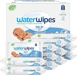 WaterWipes Plastic-Free Original Baby Wipes, 99.9% Water Based Wipes, Unscented & Hypoallergenic ... | Amazon (US)
