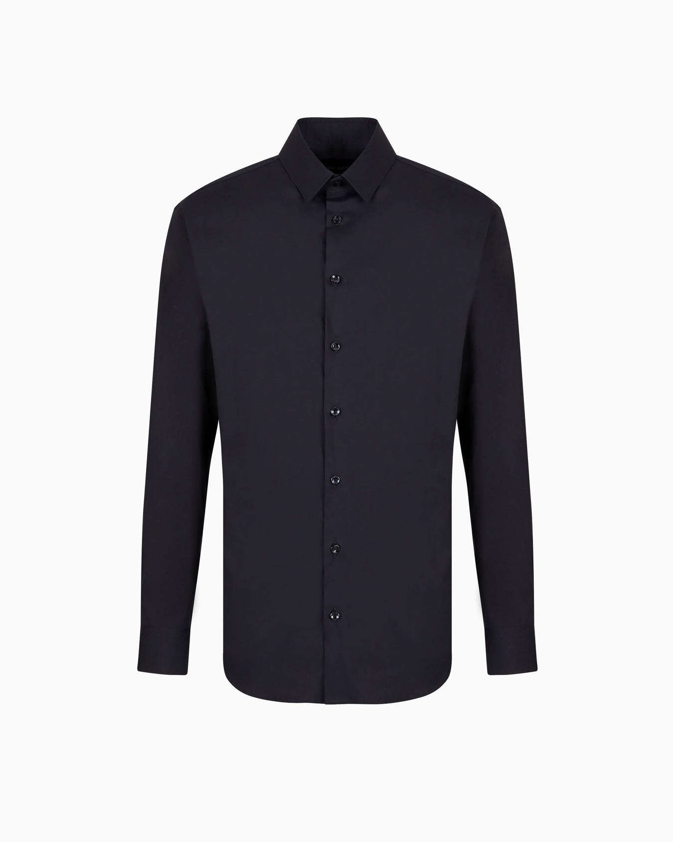 Plain-knit stretch cotton shirt | Armani US