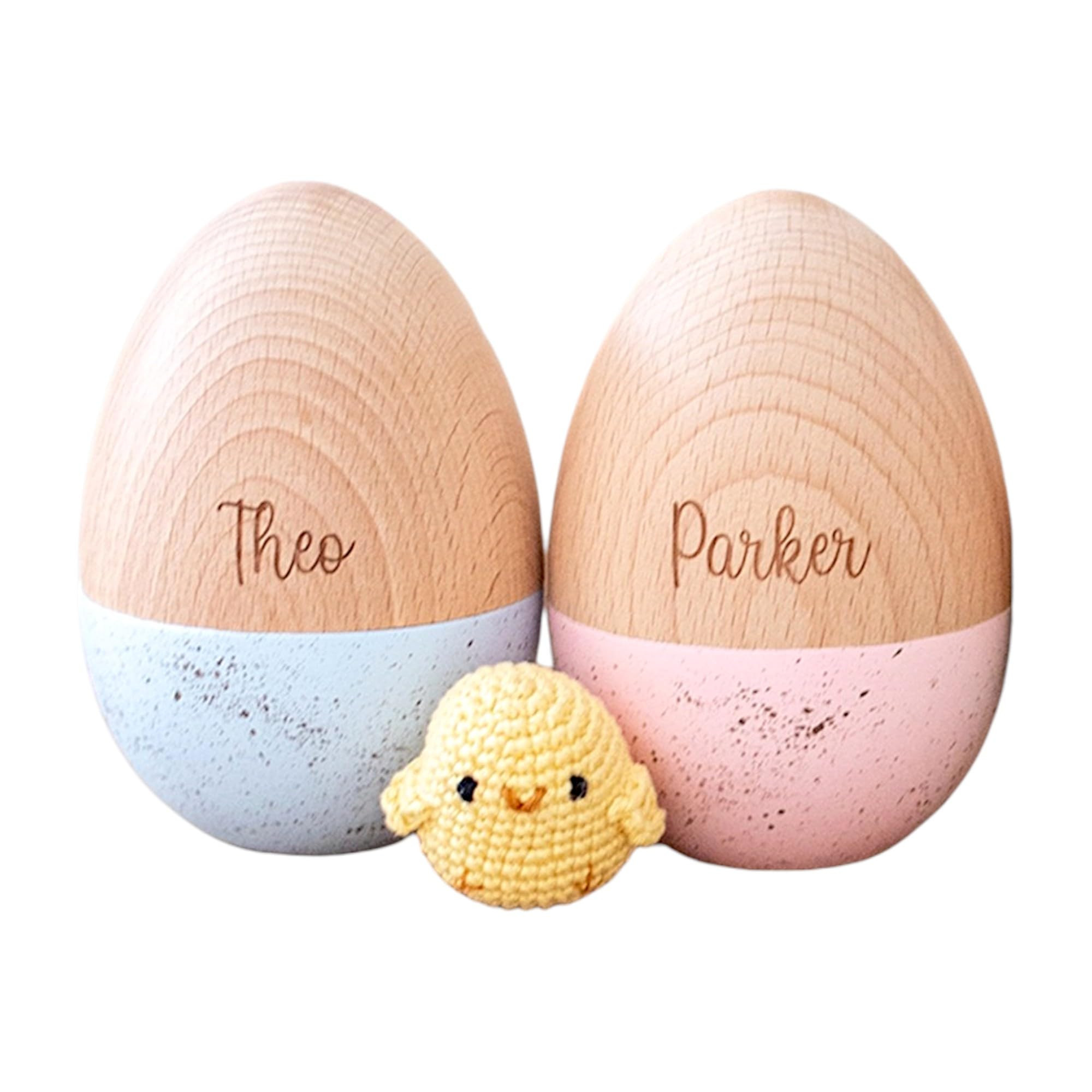 Personalised Fillable Large Wooden Speckled Easter Egg, Hollow Fillable Keepsake, Cute First East... | Amazon (US)