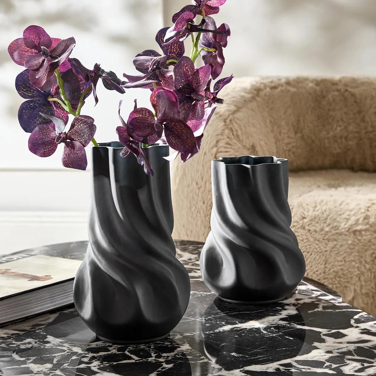 Twist Glass Vase | Black | Z Gallerie | Large 7.75"Diameter x 13"H | Glass | Z Gallerie