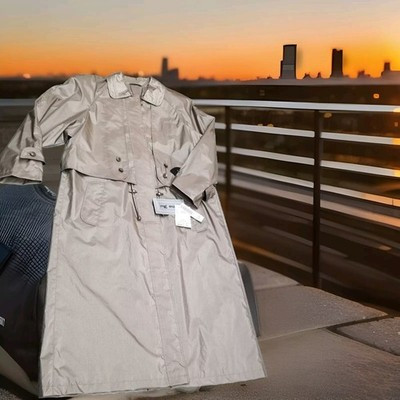 ✅VTG Women's 14 British Mist Trench Coat 80s Retro Belted Lined In-Beach Pebble | eBay US