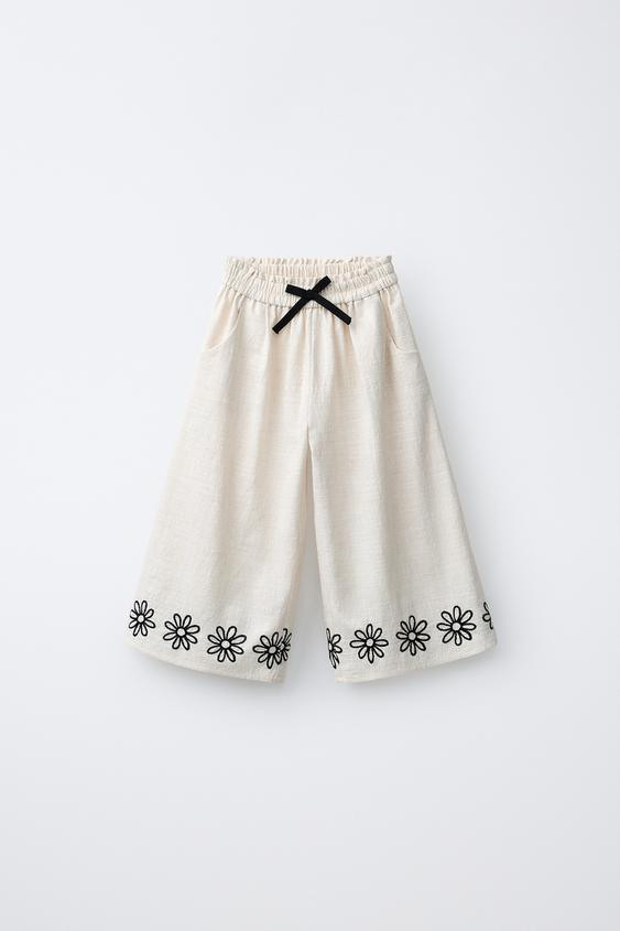 EMBROIDERED FLORAL CULOTTES | Zara US