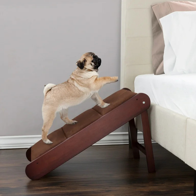 Dog Ramp – Foldable Wooden Steps for Pets Under 80lbs – Pet Ramp for Getting onto High Beds, ... | Walmart (US)