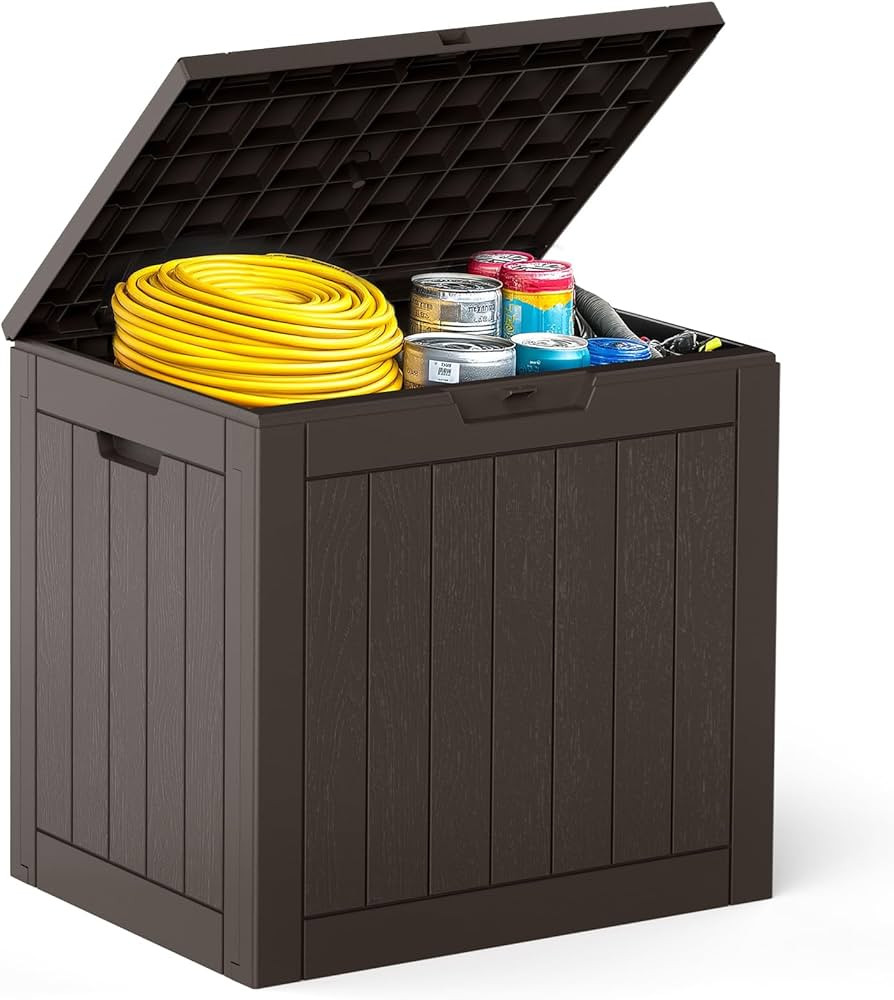 DUMOS 31 Gallon Deck Box, Lockable Outside Storage Box for Outdoor Use, Outside Waterproof Resin ... | Amazon (US)