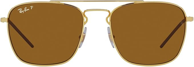 Ray-Ban Man Sunglasses Black On Gold Frame, Grey Lenses, 55MM | Amazon (US)