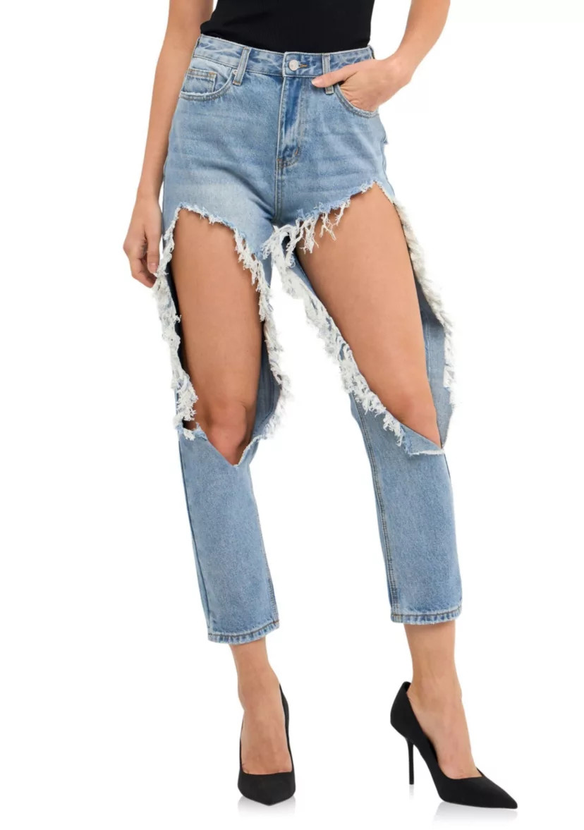 High Waist Destroyed Jeans | Belk