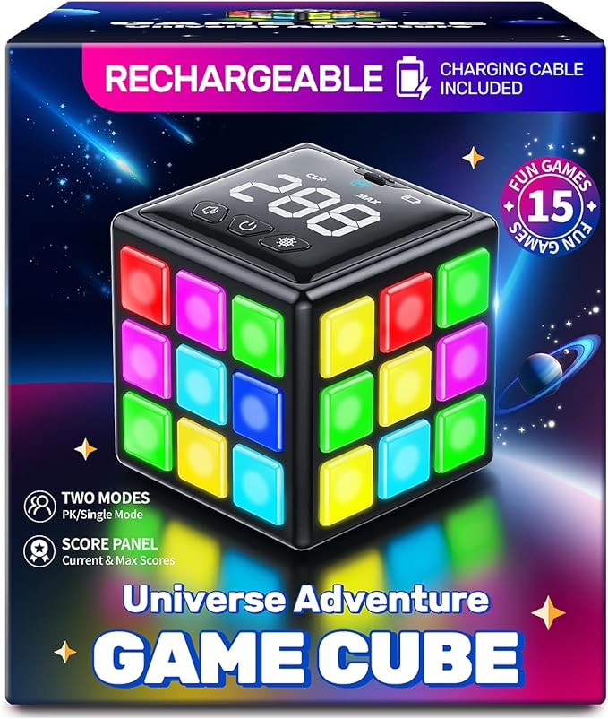 Rechargeable Game Cube, 15-in-1 Fun Brain Memory & Speed Games for Kids, Christmas Birthday Gifts... | Amazon (US)