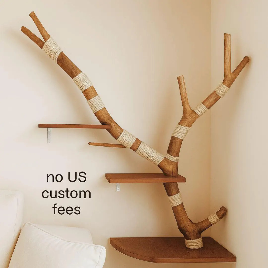 Handmade Wooden Wall Mounted Cat Tree |  Scratching Post | Etsy (US)