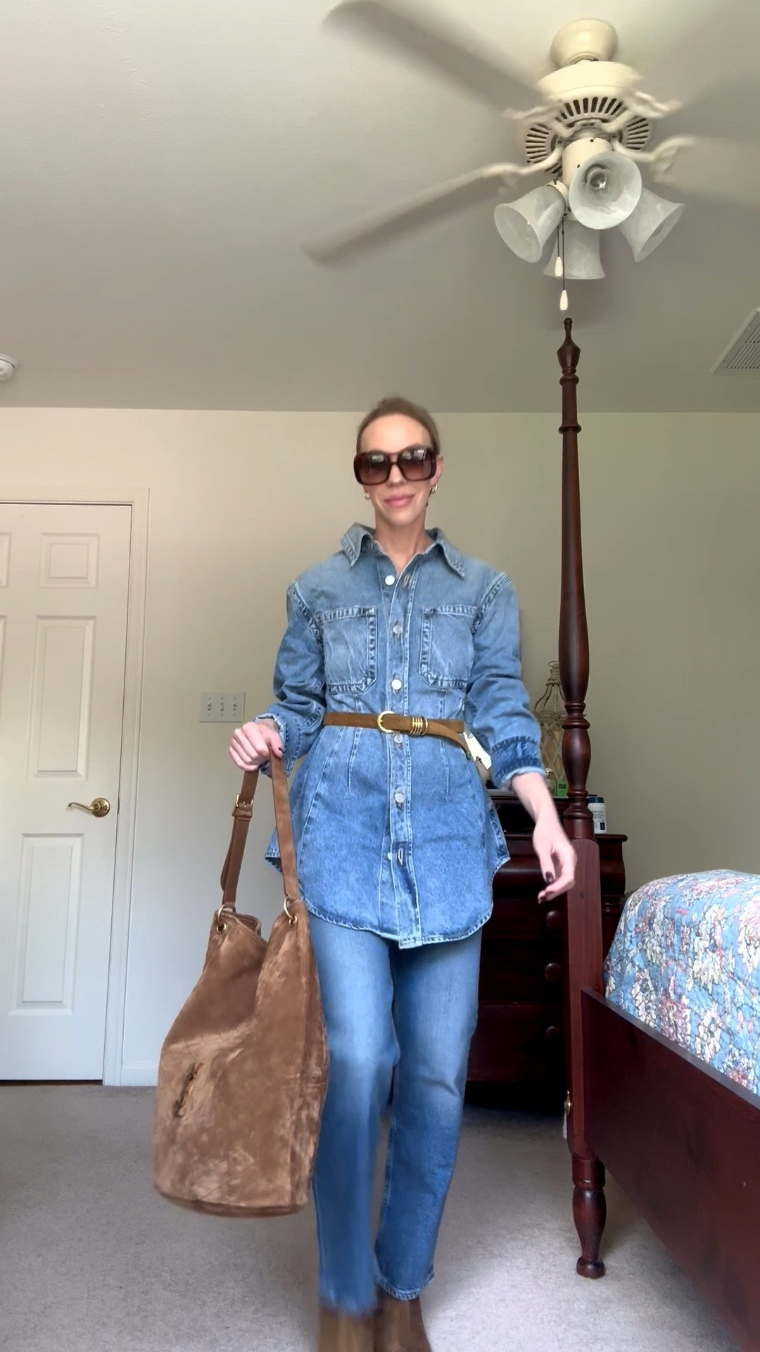 All denim outfit, transitional style, denim on denim, summer to fall western outfit, Déhanche suede belt (on major sale!)

#LTKSaleAlert #LTKOver40 #LTKSeasonal
