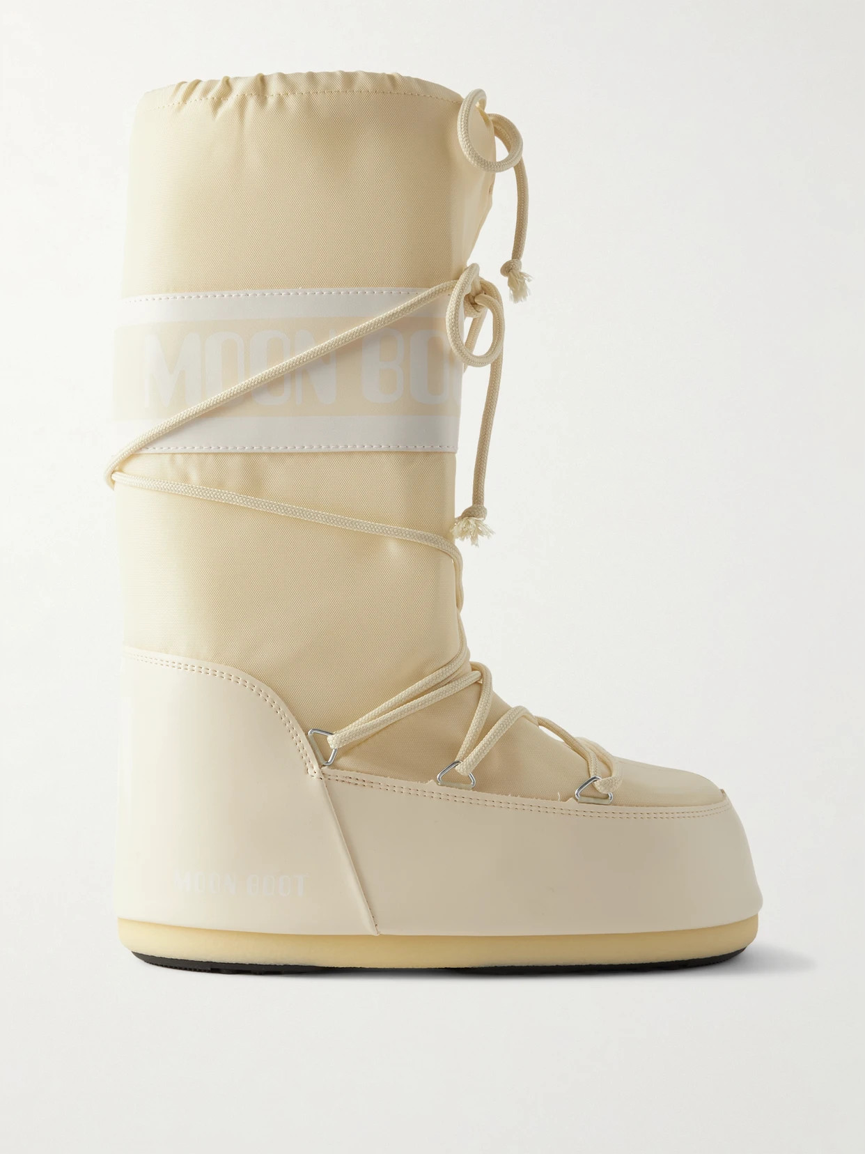 Moon Boot - Icon Shell And Faux Leather Snow Boots - Cream | NET-A-PORTER (US)