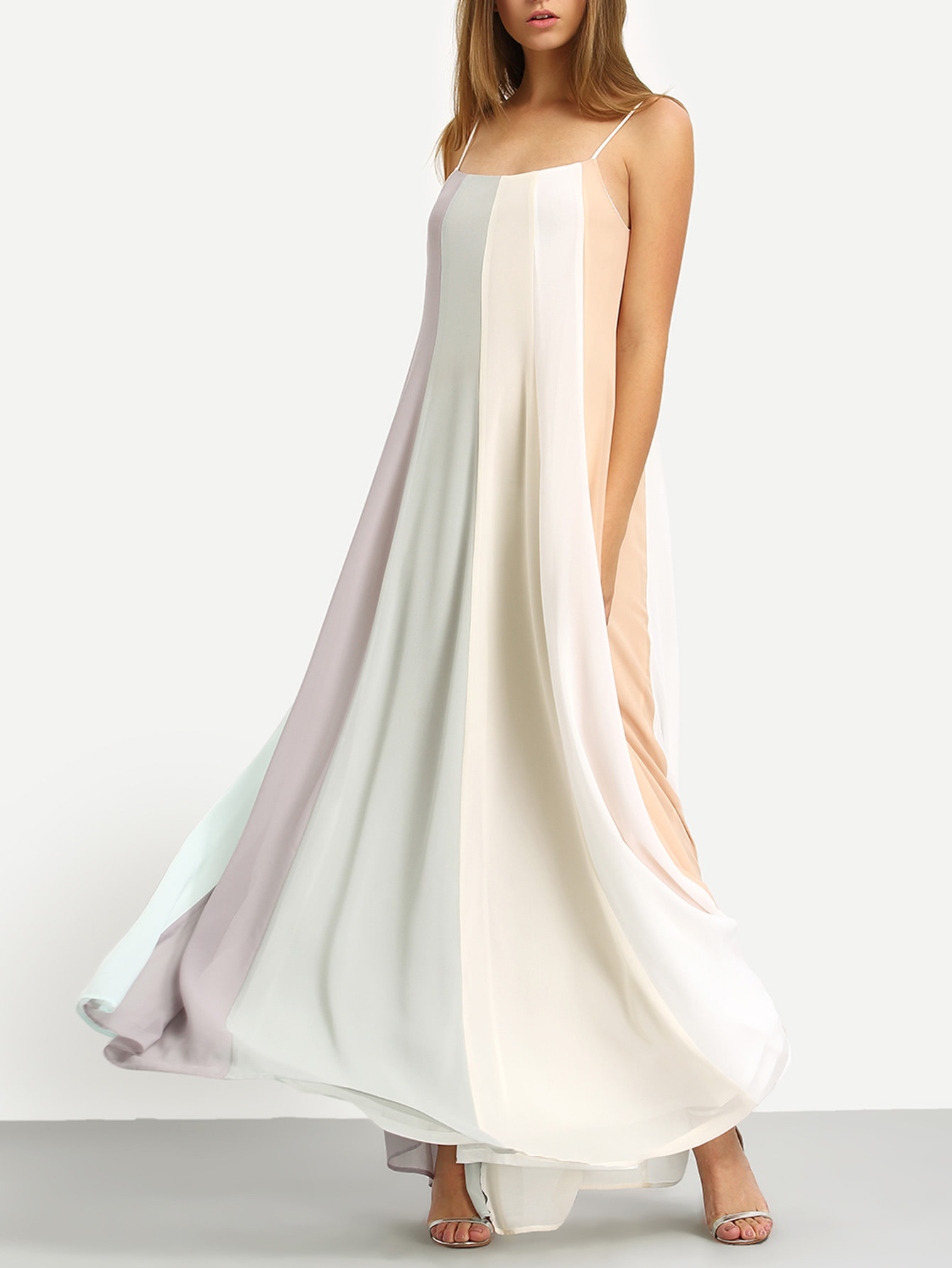 Color Block Spaghetti Strap Maxi Dress | SHEIN
