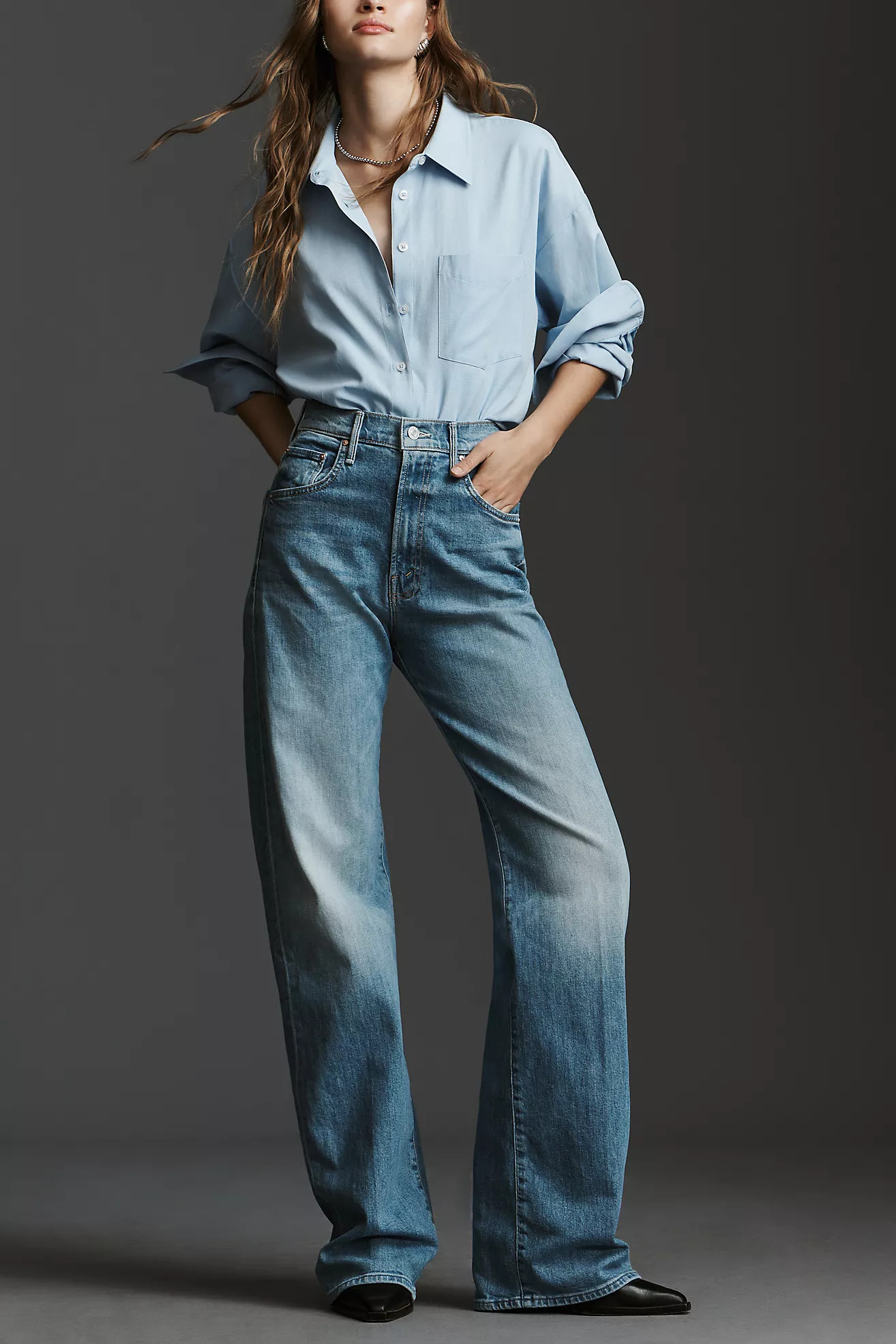 MOTHER The Lasso Heel High-Rise Wide-Leg Jeans | Anthropologie (US)