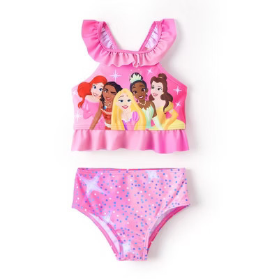 Disney Princess Girls 2 Piece Bikinis Sets Cartoon Print Swimwear Sets with Ruffled Top Orange Bating Suits | Target