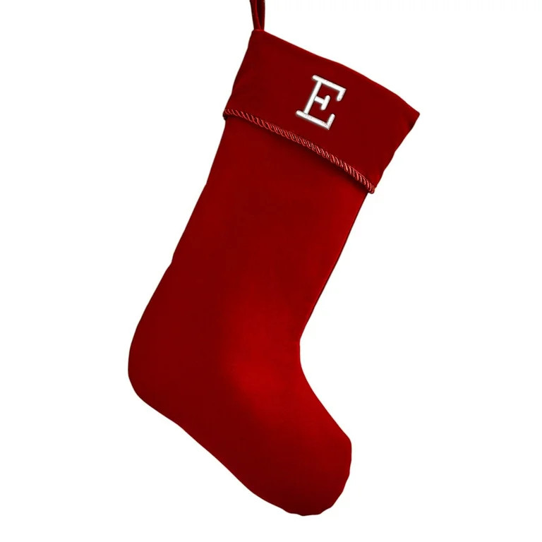 Personalization Mall Classic Christmas Embroidered Initial Burgundy Christmas Stockings | Walmart (US)
