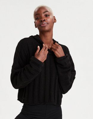 AE Chenille Cropped Hooded Sweater | American Eagle Outfitters (US & CA)