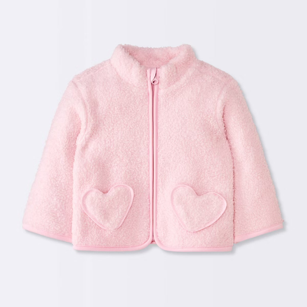 Baby Girls' Heart Fuzzy Jacket - Cloud Island™ Pink | Target