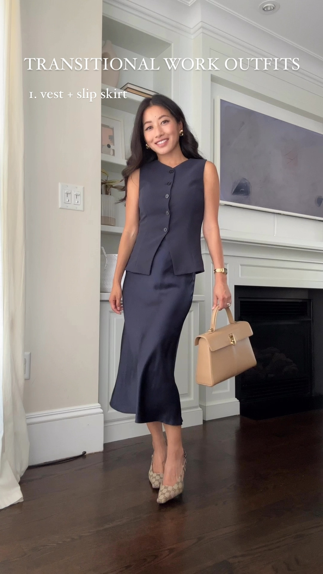 Elegant fall work outfit if your office allows sleeveless, Vest also looks so good with the matching pants or straight jeans 

• Aritzia Regal vest 0 (runs small across the chest so I sized up). Nice quality, tailored, and pairs well with their effortless pants. Linked the matching pants in cropped or full length. 

I do a 0 regular in cropped effortless pants - my favorite petite friendly option. Full length runs long. 

• Quince slip skirt xs - I usually wear my Uniqlo shaper shorts under. The xs skirt measures 22.5” across the waist (elastic) and 28 to 29” in length. 

• Gucci slingback heels 5, TTS

• Cafune stance bag (not linkable)

#LTKStyleTip #LTKWorkwear #LTKParties