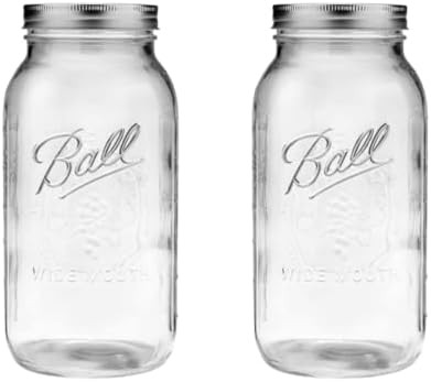 Ball - 64oz Wide Mouth Mason Jars with Lids & Bands 2-Pack Half Gallon Mason Jars Clear Glass for... | Amazon (US)