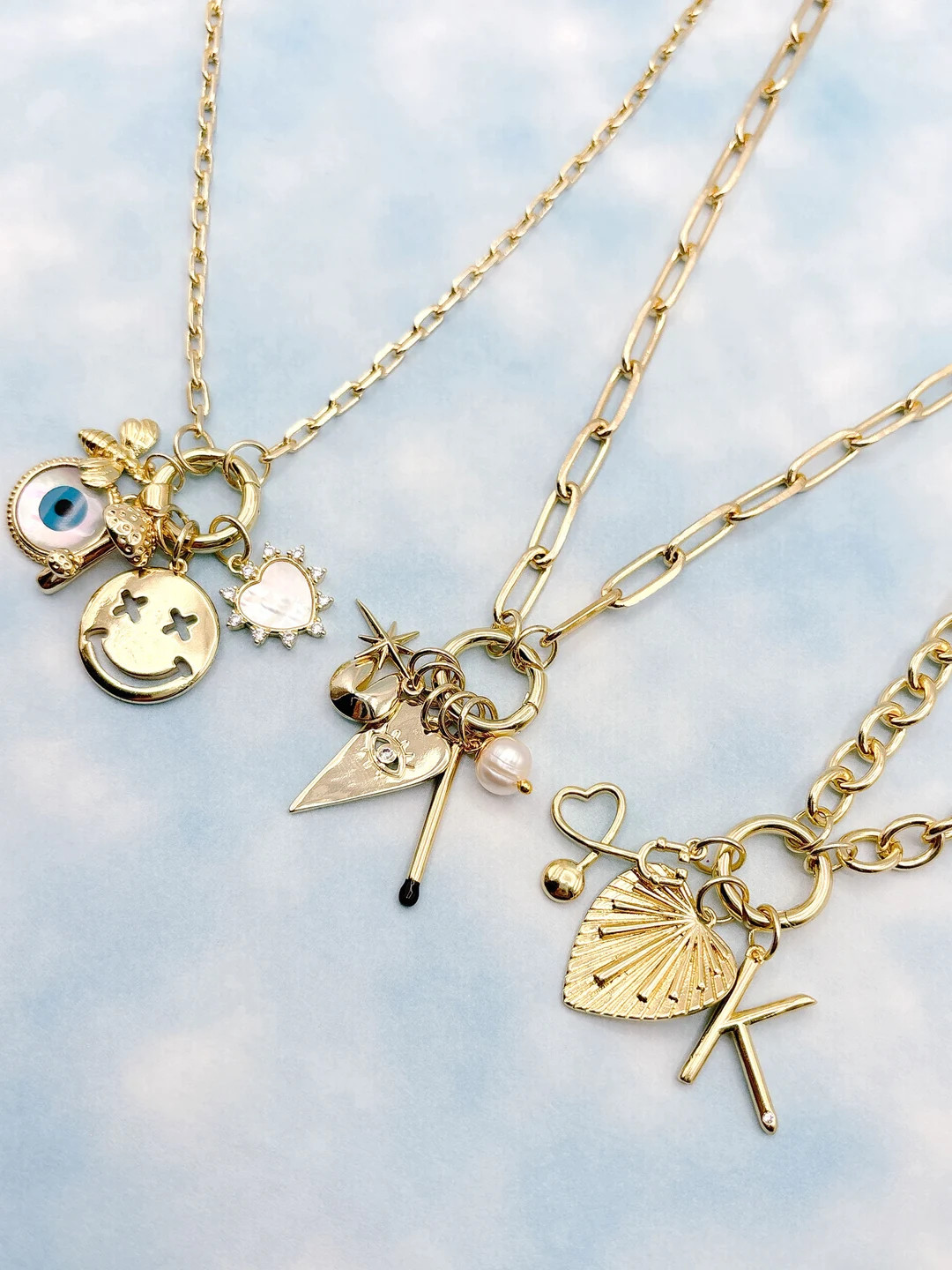 Build Your Own Custom Charm Necklace. Carabiner Clasp Necklace. Gold Charm Necklace. Chunky Paper... | Etsy (US)