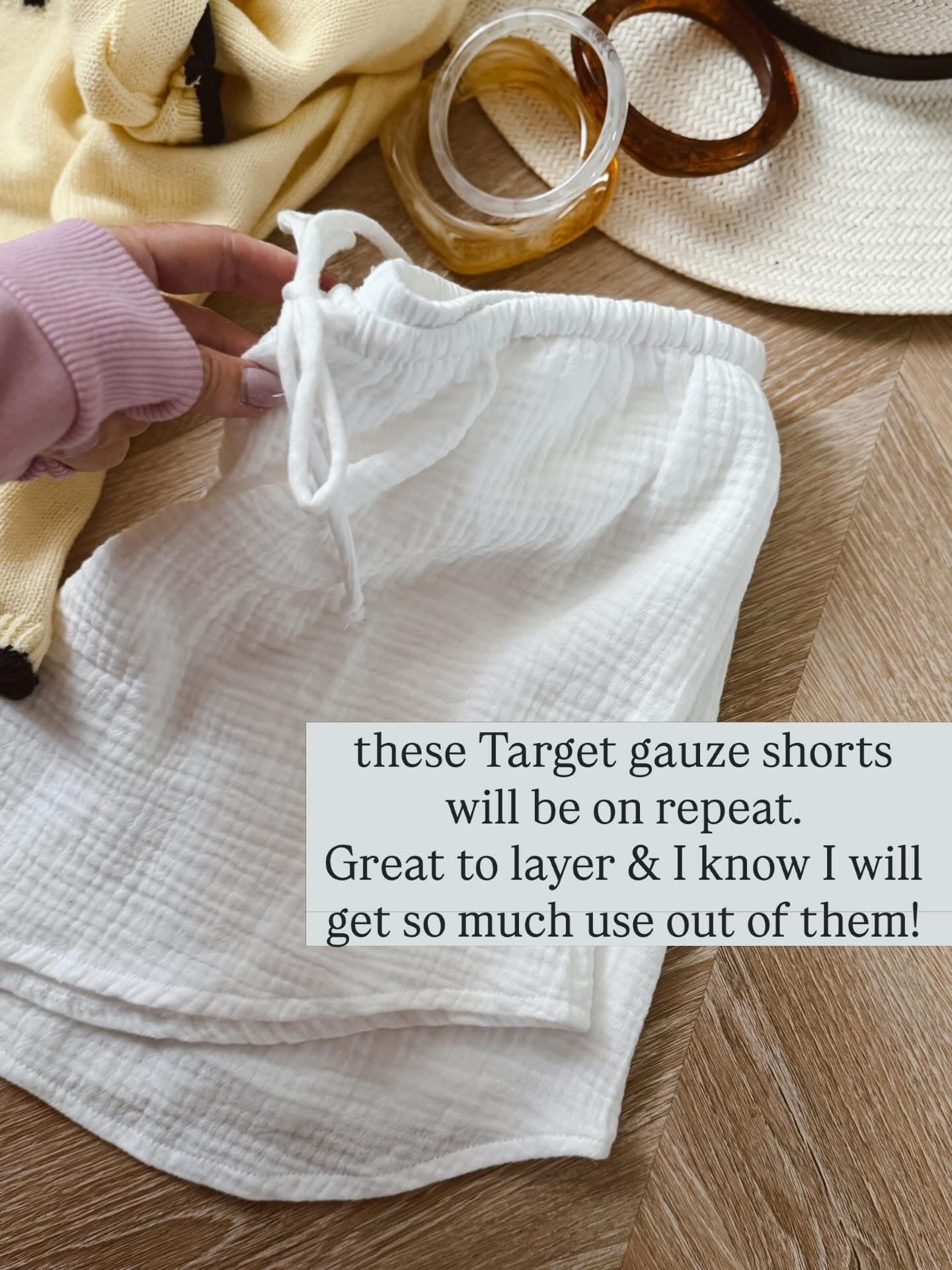 I know I’ll wear these all season long! The Target shorts! I did medium. 🤍

Shorts. Gauze. Spring break. Spring 2026. Summer. Vacation outfit. Swim  

#LTKSeasonal #LTKootd