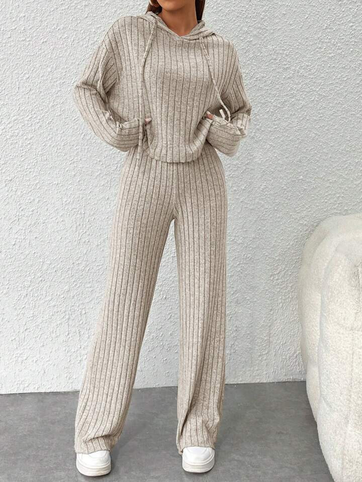 SHEIN PETITE Pantalones con capucha de hombros caídos con cordón | SHEIN