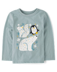 Baby And Toddler Boys Winter Animals Graphic Tee - gray | The Children's Place