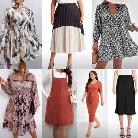 Fall dresses - cute options to wear as a work outfit or pumpkin patch! I love the pleated and the satin skirt - these are easily be dressed up or down. The dresses are the prettiest prints for fall! 

Satin skirt | pleated skirt | plus size work outfit | plus size work wear | fall outfit | fall dress | what to wear to work 

#LTKcurves #LTKworkwear #LTKunder50