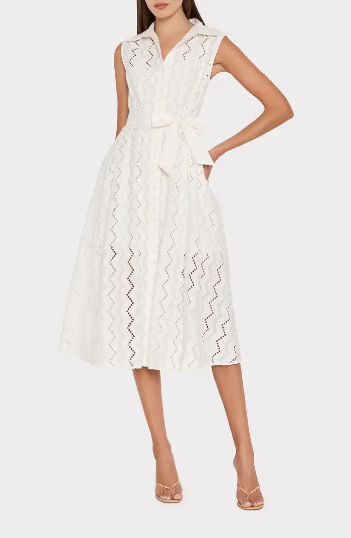 Milly Leya Eyelet Sleeveless Midi Shirtdress | Nordstrom | Nordstrom