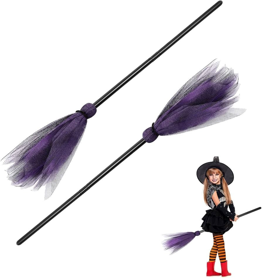 SENTOP 2pcs Halloween Witches Broom Plastic Witch Broomstick Kids Broom Cosplay Props Dress Up fo... | Amazon (US)
