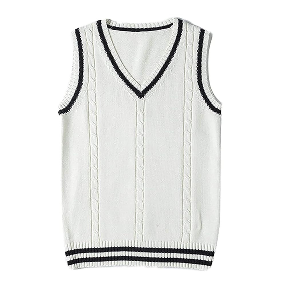 Women’s V Neck Sweater Vest School Uniform Solid Color Sleeveless Knit Sweaters Pullover Tank T... | Amazon (US)