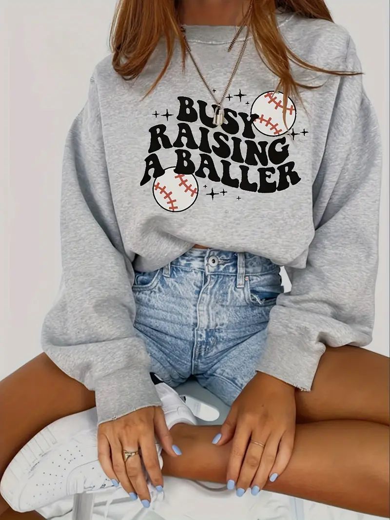 Women's Baseball Letter Print Pullover Sweatshirt - Round Neck Long Sleeve Sports Activewear
$11.59
 | Temu Affiliate Program