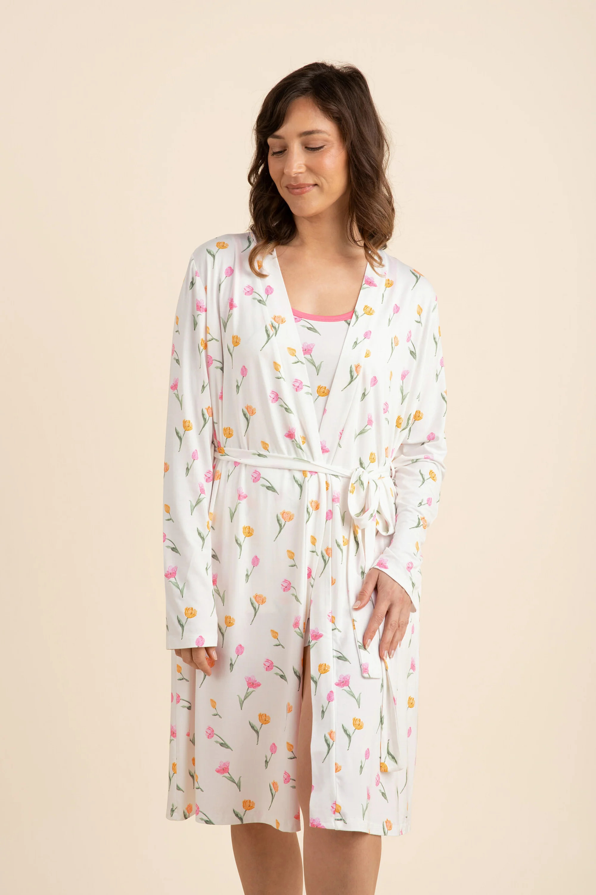 Women's Lounge Robe in Tulip | Kyte Living