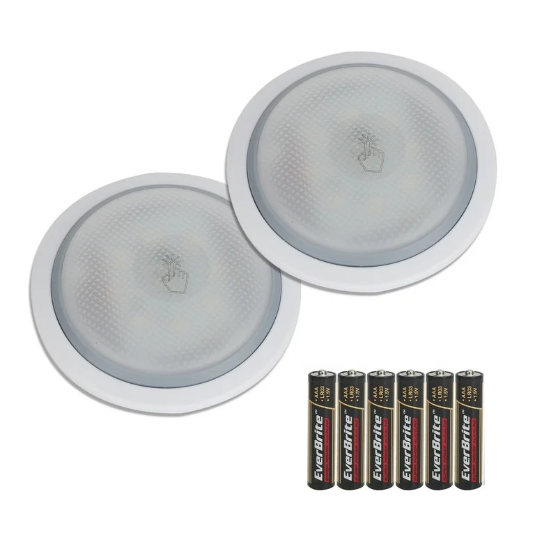 Great Value Dimmable LED 50 Lumens 2-Pack Touch Puck Lights | Walmart (US)