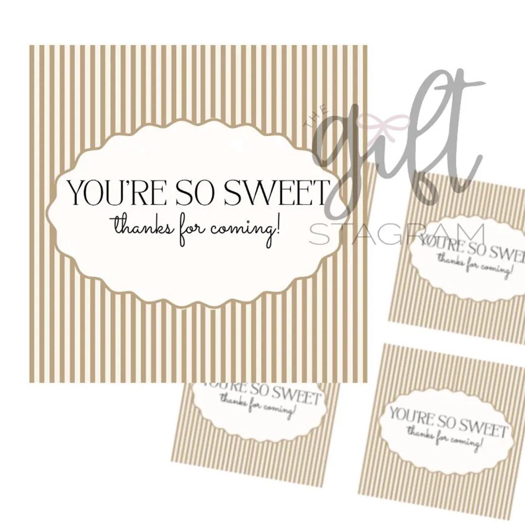 You're so Sweet Thanks for Coming Gift Tag | DIGITAL DOWNLOAD | Thank You Gift Tag | Party Favor ... | Etsy (US)