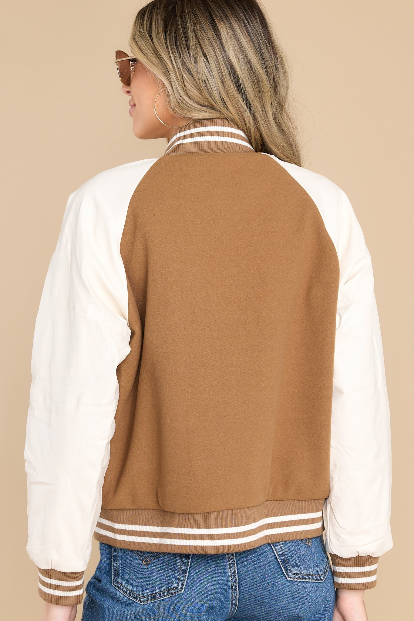 Classic Comeback Tan Jacket | Red Dress 