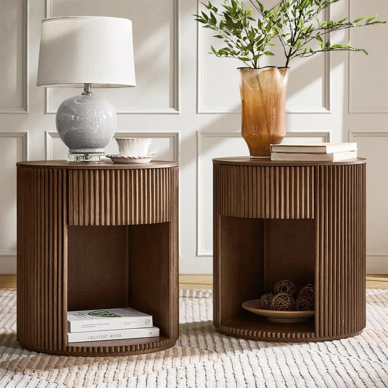 Latitude Run® Kaybri Modern 20" Tall Fluted Round End Table with Storage & Reviews | Wayfair | Wayfair North America