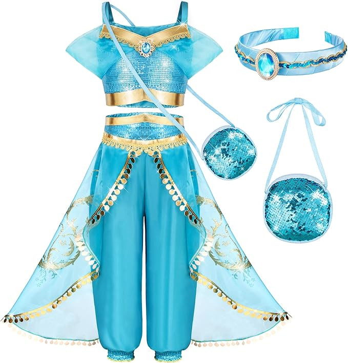 Arabian Princess Costume for Toddler Girls - with Sequin Small bag, Headband | Amazon (US)