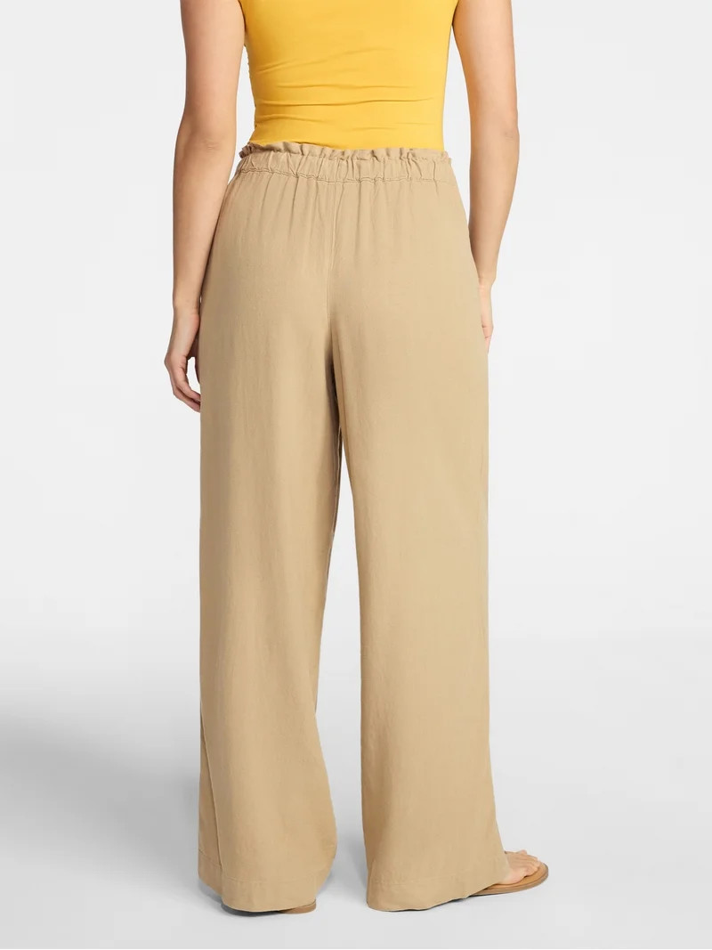 Time and Tru Women's Wide Leg Linen Blend Pants, Sizes XS-XXXL | Walmart (US)