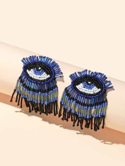 Beaded Eye Design Drop Earrings | SHEIN