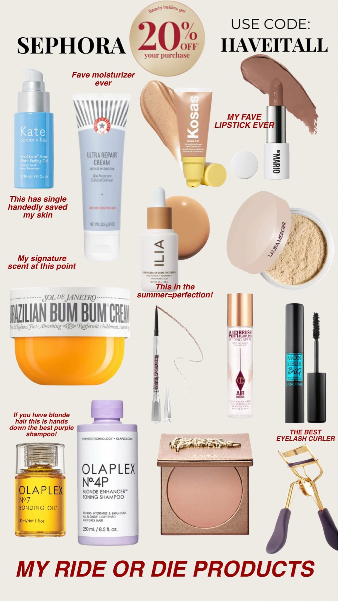 My ride or die products are 20% off right now!! #sephorasale 

#LTKSaleAlert #LTKGiftGuide #LTKBeauty